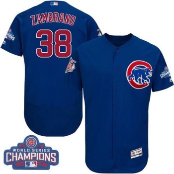 Cubs #38 Carlos Zambrano Blue Flexbase Authentic Collection 2016 World Series Champions Stitched MLB Jersey Cubs #38 Carlos Zambrano Blue Flexbase Authentic Collection 2016 World Series Champions Stitched MLB Jersey