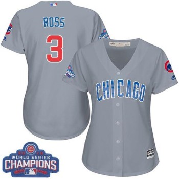 Cubs #3 David Ross Grey Road 2016 World Series Champions Women's Stitched MLB Jersey Cubs #3 David Ross Grey Road 2016 World Series Champions Women's Stitched MLB Jersey