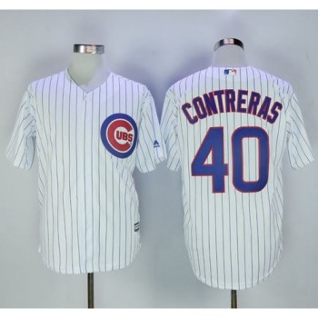 Cubs #40 Willson Contreras White Strip New Cool Base Stitched MLB Jersey Cubs #40 Willson Contreras White Strip New Cool Base Stitched MLB Jersey