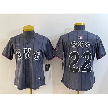 Women's New York Mets #22 Juan Soto Graphite 2024 City Connect Limited Stitched Baseball Jersey(Run Small) Women's New York Mets #22 Juan Soto Graphite 2024 City Connect Limited Stitched Baseball Jersey(Run Small)
