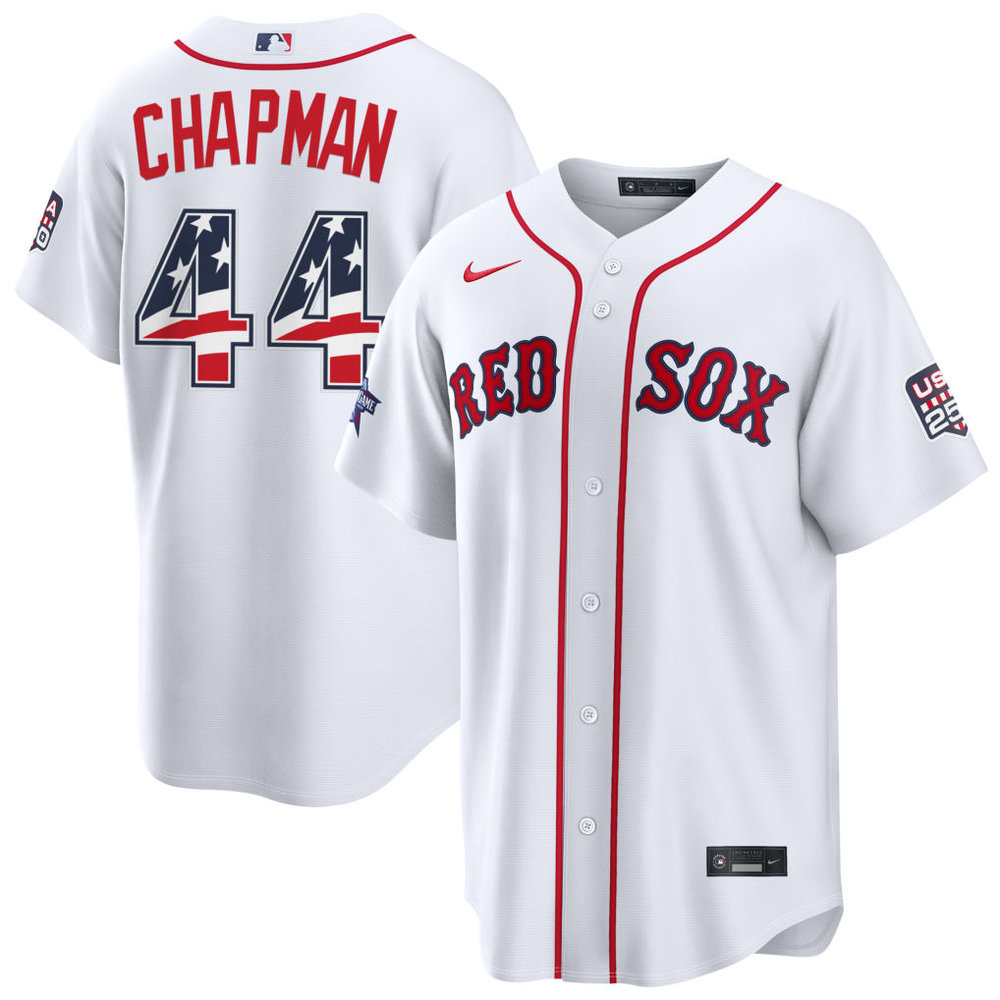 Men's Boston Red Sox #44 Aroldis Chapman Nike White 2026 All-Star Edition Stars & Stripes Stadium Jersey Men's Boston Red Sox #44 Aroldis Chapman Nike White 2026 All-Star Edition Stars & Stripes Stadium Jersey