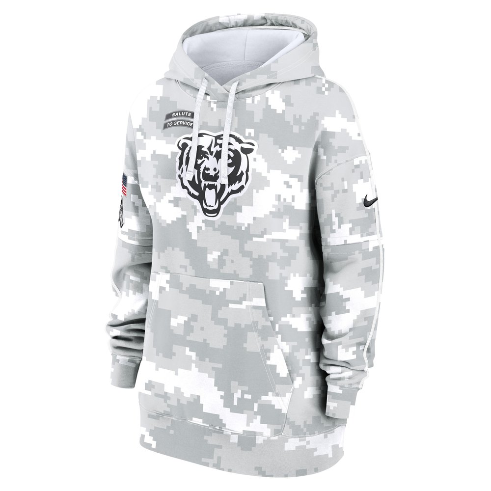 Women's Chicago Bears Arctic Camo 2024 Salute To Service Club Fleece Pullover Hoodie Women's Chicago Bears Arctic Camo 2024 Salute To Service Club Fleece Pullover Hoodie