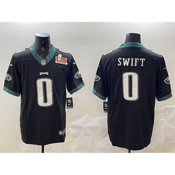 Men's Philadelphia Eagles #0 D'Andre Swift Black 2025 Super Bowl LIX Patch Vapor Untouchable Limited Stitched Football Jersey Men's Philadelphia Eagles #0 D'Andre Swift Black 2025 Super Bowl LIX Patch Vapor Untouchable Limited Stitched Football Jersey