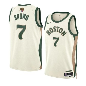 Men's Boston Celtics #7 Jaylen Brown White 2024 Finals City Edition Stitched Basketball Jersey Men's Boston Celtics #7 Jaylen Brown White 2024 Finals City Edition Stitched Basketball Jersey