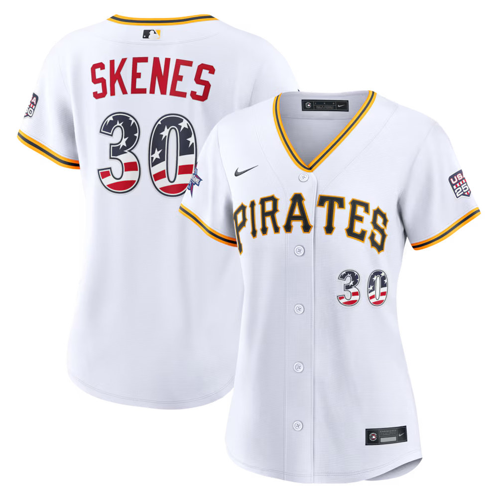 Women's Pittsburgh Pirates #30 Paul Skenes Nike White 2026 All-Star Edition Stars & Stripes Stadium Jersey Women's Pittsburgh Pirates #30 Paul Skenes Nike White 2026 All-Star Edition Stars & Stripes Stadium Jersey