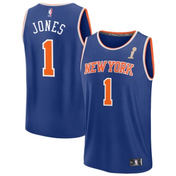 Men's New York Knicks #1 Dillon Jones Blue 2026 NBA Finals Champions Fast Break Icon Edition Jersey