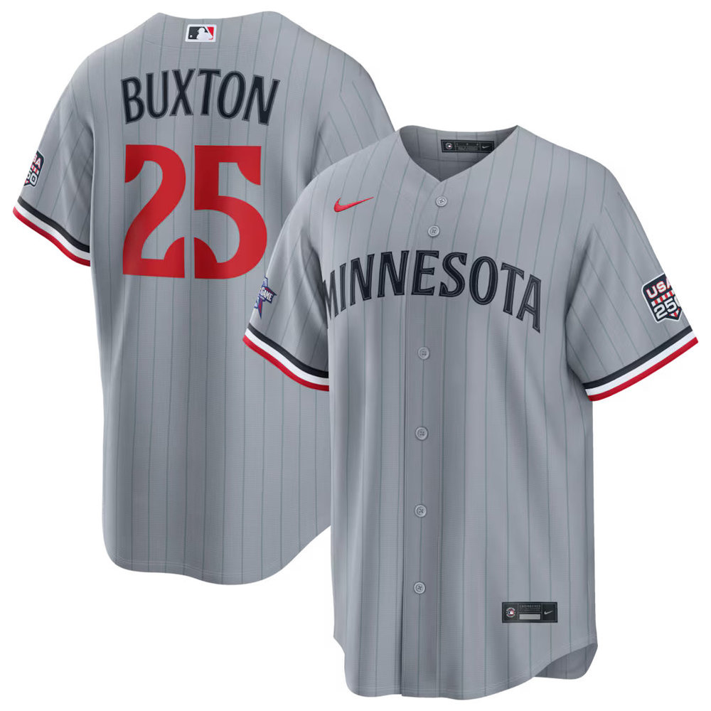 Men's Minnesota Twins #25 Byron Buxton Nike Gray 2026 All-Star Game Replica Jersey Men's Minnesota Twins #25 Byron Buxton Nike Gray 2026 All-Star Game Replica Jersey