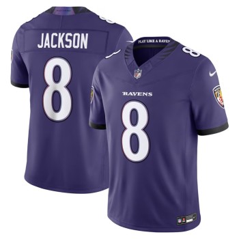 Men's Baltimore Ravens #8 Lamar Jackson Purple Vapor F.U.S.E. Sewn Down Limited Jersey Men's Baltimore Ravens #8 Lamar Jackson Purple Vapor F.U.S.E. Sewn Down Limited Jersey