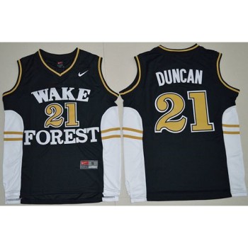 Demon Deacons #21 Tim Duncan Black Basketball Stitched Jersey