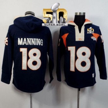 Denver Broncos #18 Peyton Manning Navy Blue Super Bowl 50 Player Winning Method Pullover NFL Hoodie Denver Broncos #18 Peyton Manning Navy Blue Super Bowl 50 Player Winning Method Pullover NFL Hoodie