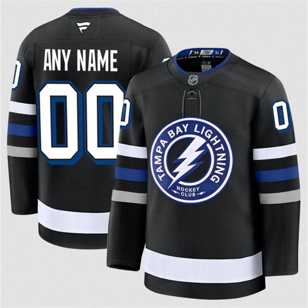 Youth Tampa Bay Lightning Custom Black 2024-25 Alternate Stitched Hockey Jersey