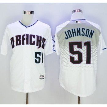Diamondbacks #51 Randy Johnson White/Capri New Cool Base Stitched MLB Jersey