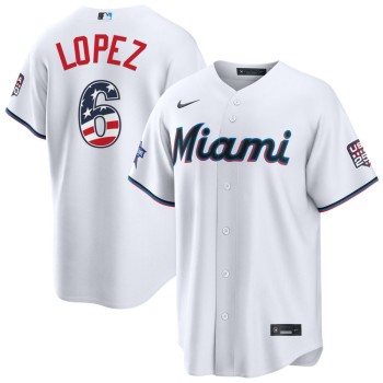 Men's Miami Marlins #6 Otto Lopez Nike White 2026 All-Star Edition Stars & Stripes Stadium Jersey Men's Miami Marlins #6 Otto Lopez Nike White 2026 All-Star Edition Stars & Stripes Stadium Jersey