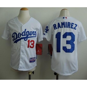 Dodgers #13 Hanley Ramirez White Cool Base Stitched Youth MLB Jersey Dodgers #13 Hanley Ramirez White Cool Base Stitched Youth MLB Jersey