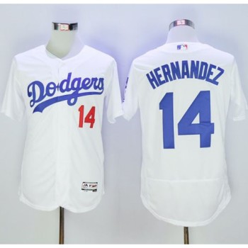 Dodgers #14 Enrique Hernandez White Flexbase Authentic Collection Stitched MLB Jersey