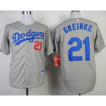 Dodgers #21 Zack Greinke Grey Cool Base Stitched MLB Jersey Dodgers #21 Zack Greinke Grey Cool Base Stitched MLB Jersey