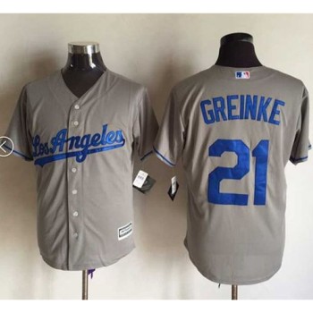 Dodgers #21 Zack Greinke Grey New Cool Base Stitched MLB Jersey Dodgers #21 Zack Greinke Grey New Cool Base Stitched MLB Jersey
