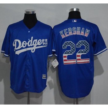 Dodgers #22 Clayton Kershaw Blue USA Flag Fashion Stitched MLB Jersey Dodgers #22 Clayton Kershaw Blue USA Flag Fashion Stitched MLB Jersey