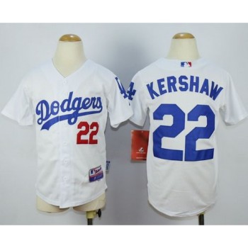 Dodgers #22 Clayton Kershaw White Cool Base Stitched Youth MLB Jersey Dodgers #22 Clayton Kershaw White Cool Base Stitched Youth MLB Jersey