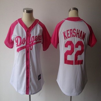 Dodgers #22 Clayton Kershaw White/Pink Women's Splash Fashion Stitched MLB Jersey Dodgers #22 Clayton Kershaw White/Pink Women's Splash Fashion Stitched MLB Jersey