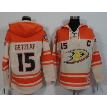 Ducks #15 Ryan Getzlaf Cream/Orange Sawyer Hooded Sweatshirt Stitched NHL Jersey Ducks #15 Ryan Getzlaf Cream/Orange Sawyer Hooded Sweatshirt Stitched NHL Jersey