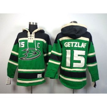 Ducks #15 Ryan Getzlaf Green St. Patrick's Day McNary Lace Hoodie Stitched NHL Jersey Ducks #15 Ryan Getzlaf Green St. Patrick's Day McNary Lace Hoodie Stitched NHL Jersey