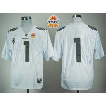 Ducks #1 Fan White With PAC-12 Patch Tostitos Fiesta Bowl Stitched NCAA Jersey Ducks #1 Fan White With PAC-12 Patch Tostitos Fiesta Bowl Stitched NCAA Jersey