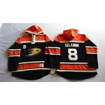Ducks #8 Teemu Selanne Black Sawyer Hooded Sweatshirt Stitched NHL Jersey Ducks #8 Teemu Selanne Black Sawyer Hooded Sweatshirt Stitched NHL Jersey