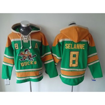 Ducks #8 Teemu Selanne Green Sawyer Hooded Sweatshirt Stitched NHL Jersey Ducks #8 Teemu Selanne Green Sawyer Hooded Sweatshirt Stitched NHL Jersey