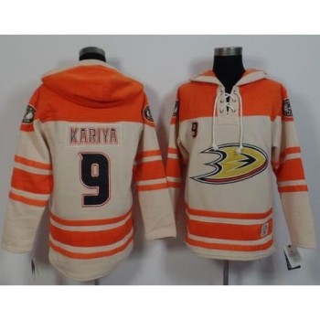 Ducks #9 Paul Kariya Cream/Orange Sawyer Hooded Sweatshirt Stitched NHL Jersey Ducks #9 Paul Kariya Cream/Orange Sawyer Hooded Sweatshirt Stitched NHL Jersey