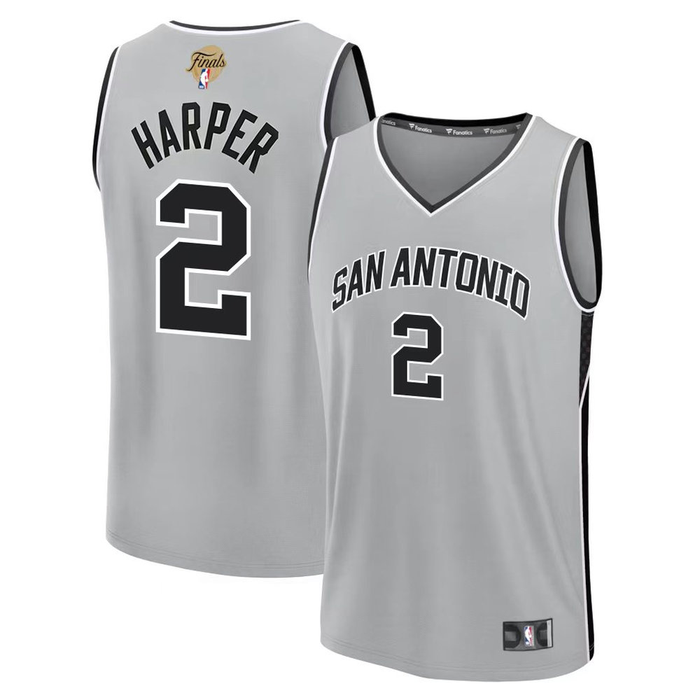 Men's San Antonio Spurs #2 Dylan Harper Silver 2026 NBA Finals Patch Fast Break Statement Edition Jersey Men's San Antonio Spurs #2 Dylan Harper Silver 2026 NBA Finals Patch Fast Break Statement Edition Jersey