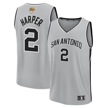 Men's San Antonio Spurs #2 Dylan Harper Silver 2026 NBA Finals Patch Fast Break Statement Edition Jersey
