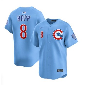 Youth Chicago Cubs #8 Ian Happ Blue 2024/25 2nd Alternate Limited Stitched Baseball Jersey
