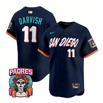 Youth San Diego Padres #11 Yu Darvish Navy 2026 City Connect Stitched Jersey-Button Up Youth San Diego Padres #11 Yu Darvish Navy 2026 City Connect Stitched Jersey-Button Up