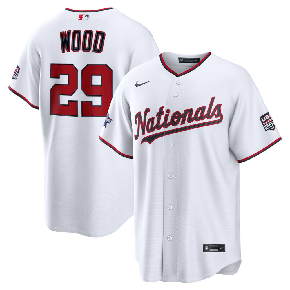 Youth Washington Nationals #29 James Wood Nike White 2026 All-Star Game Replica Jersey Youth Washington Nationals #29 James Wood Nike White 2026 All-Star Game Replica Jersey