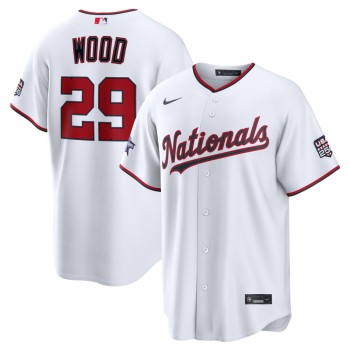 Men's Washington Nationals #29 James Wood Nike White 2026 All-Star Game Replica Jersey Men's Washington Nationals #29 James Wood Nike White 2026 All-Star Game Replica Jersey