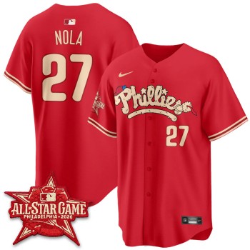 Men's Philadelphia Phillies #27 Aaron Nola Red 2026 MLB All-Star Jersey Men's Philadelphia Phillies #27 Aaron Nola Red 2026 MLB All-Star Jersey