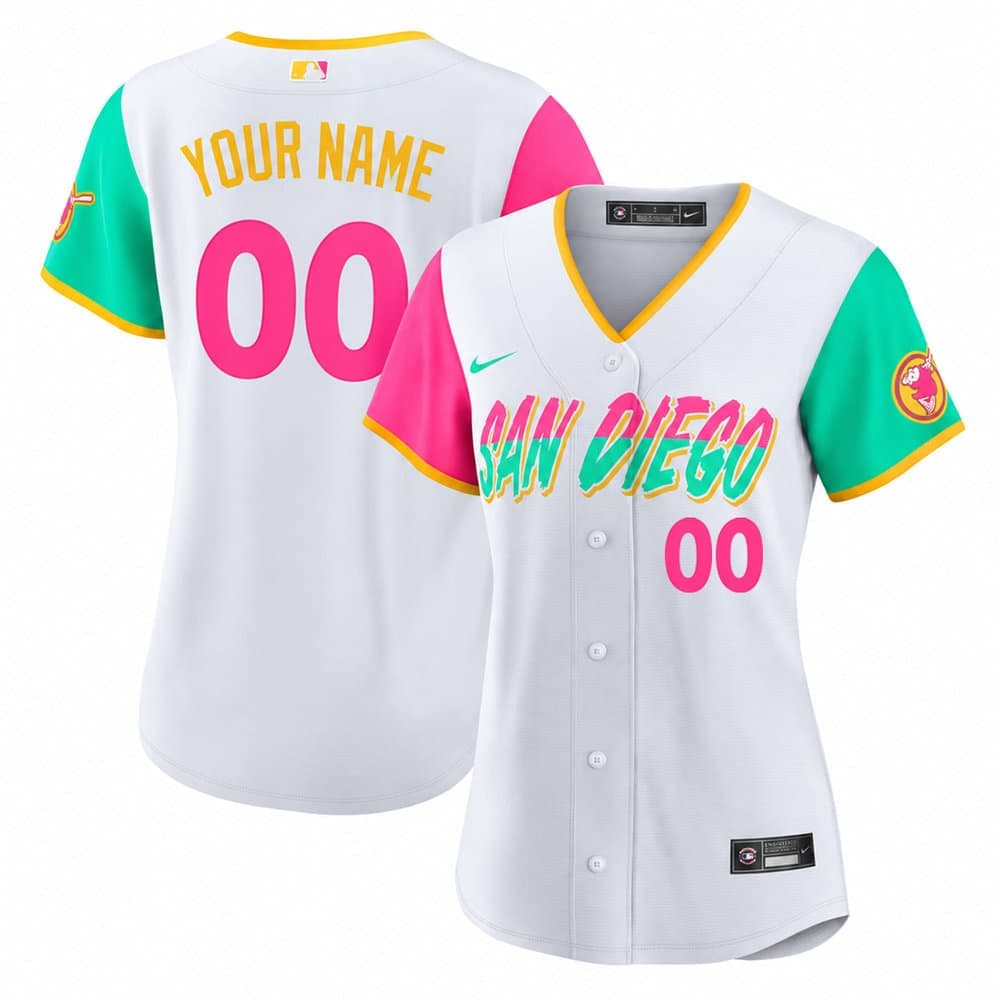 Women's San Diego Padres White 2022 White City Connect Flex Base Custom Jersey Women's San Diego Padres White 2022 White City Connect Flex Base Custom Jersey