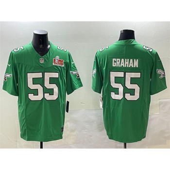 Men's Philadelphia Eagles #55 Brandon Graham Green 2025 Super Bowl LIX Patch F.U.S.E. Throwback Vapor Untouchable Limited Stitched Football Jersey Men's Philadelphia Eagles #55 Brandon Graham Green 2025 Super Bowl LIX Patch F.U.S.E. Throwback Vapor Untouchable Limited Stitched Football Jersey