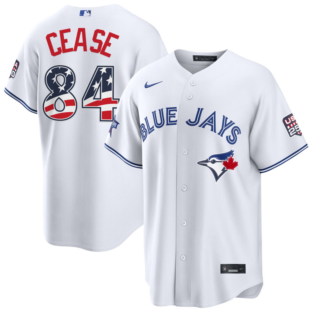 Men's Toronto Blue Jays #84 Dylan Cease Nike White 2026 All-Star Edition Stars & Stripes Stadium Jersey Men's Toronto Blue Jays #84 Dylan Cease Nike White 2026 All-Star Edition Stars & Stripes Stadium Jersey