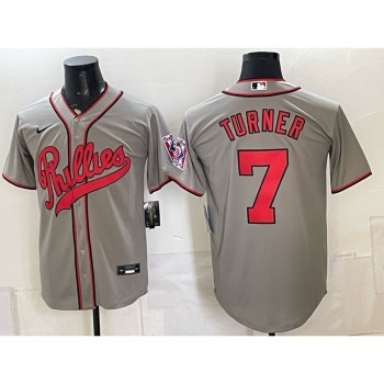 Youth Philadelphia Phillies #7 Trea Turner Gray Cool Base Stitched Baseball Jersey