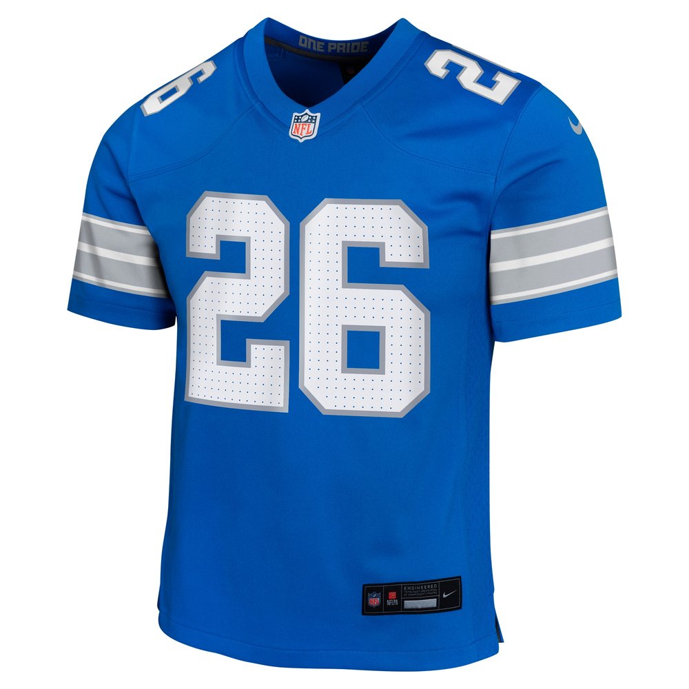 Youth Detroit Lions #26 Jahmyr Gibbs Blue Team Player Game Jersey