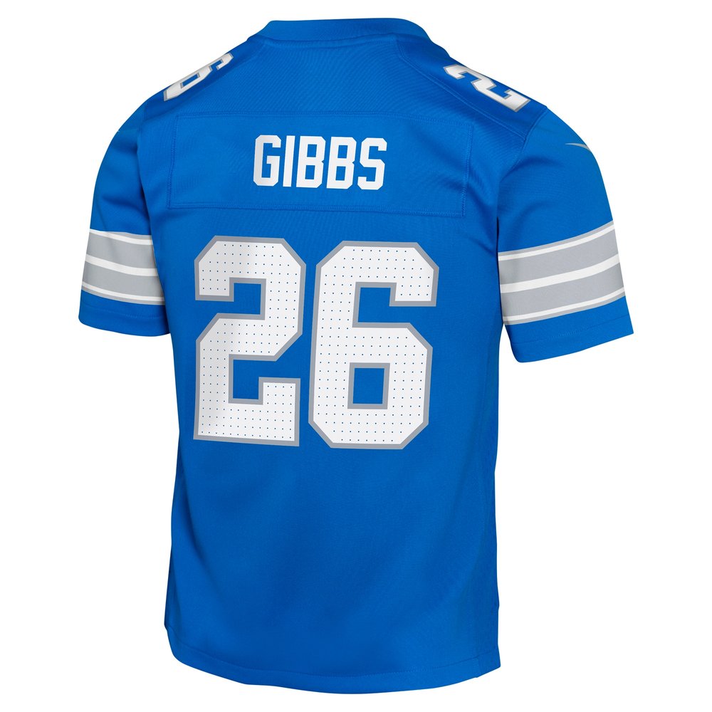 Youth Detroit Lions #26 Jahmyr Gibbs Blue Team Player Game Jersey
