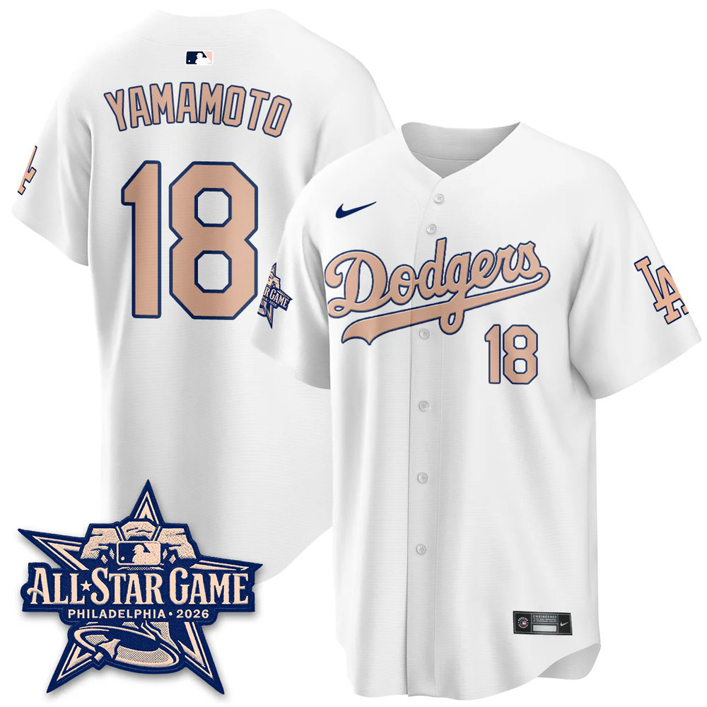 Men's Los Angeles Dodgers #18 Yoshinobu Yamamoto White 2026 MLB All-Star Jersey Men's Los Angeles Dodgers #18 Yoshinobu Yamamoto White 2026 MLB All-Star Jersey