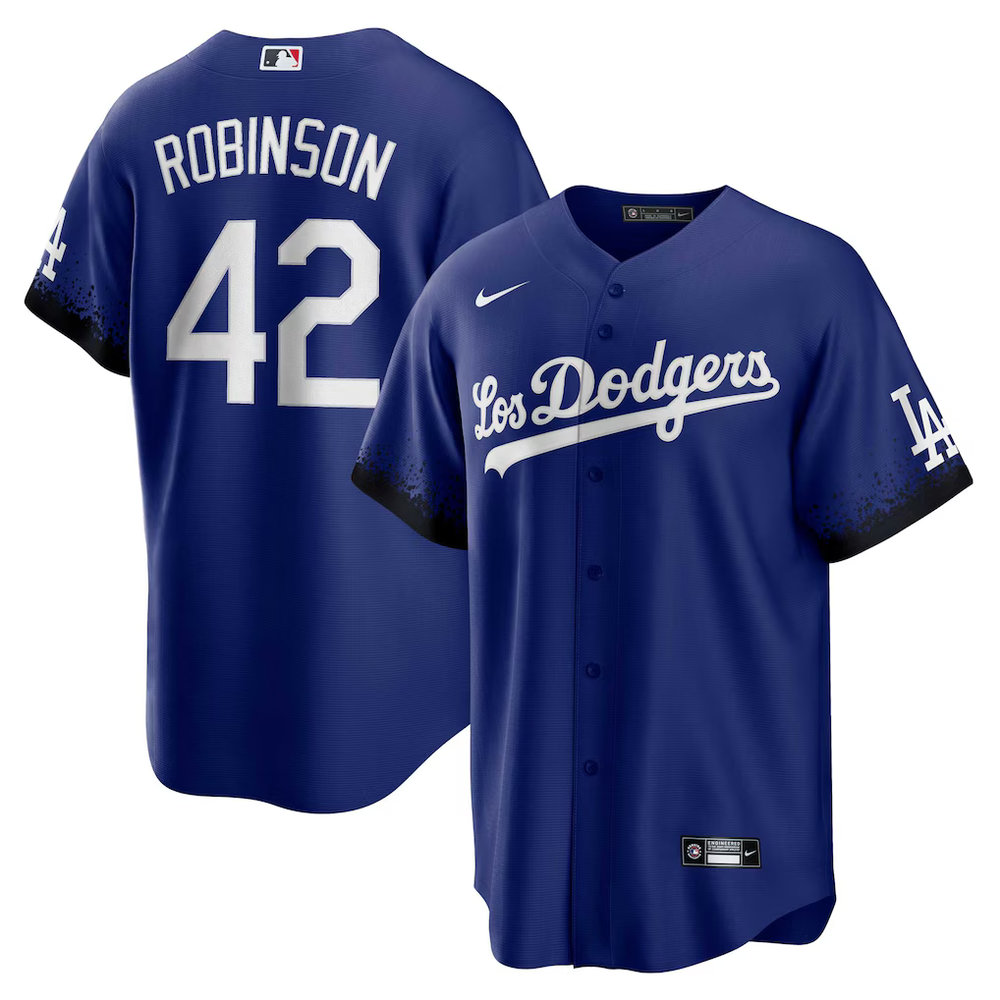 Men's Los Angeles Dodgers #42 Jackie Robinson Nike Royal City Connect Replica Player Jersey Men's Los Angeles Dodgers #42 Jackie Robinson Nike Royal City Connect Replica Player Jersey