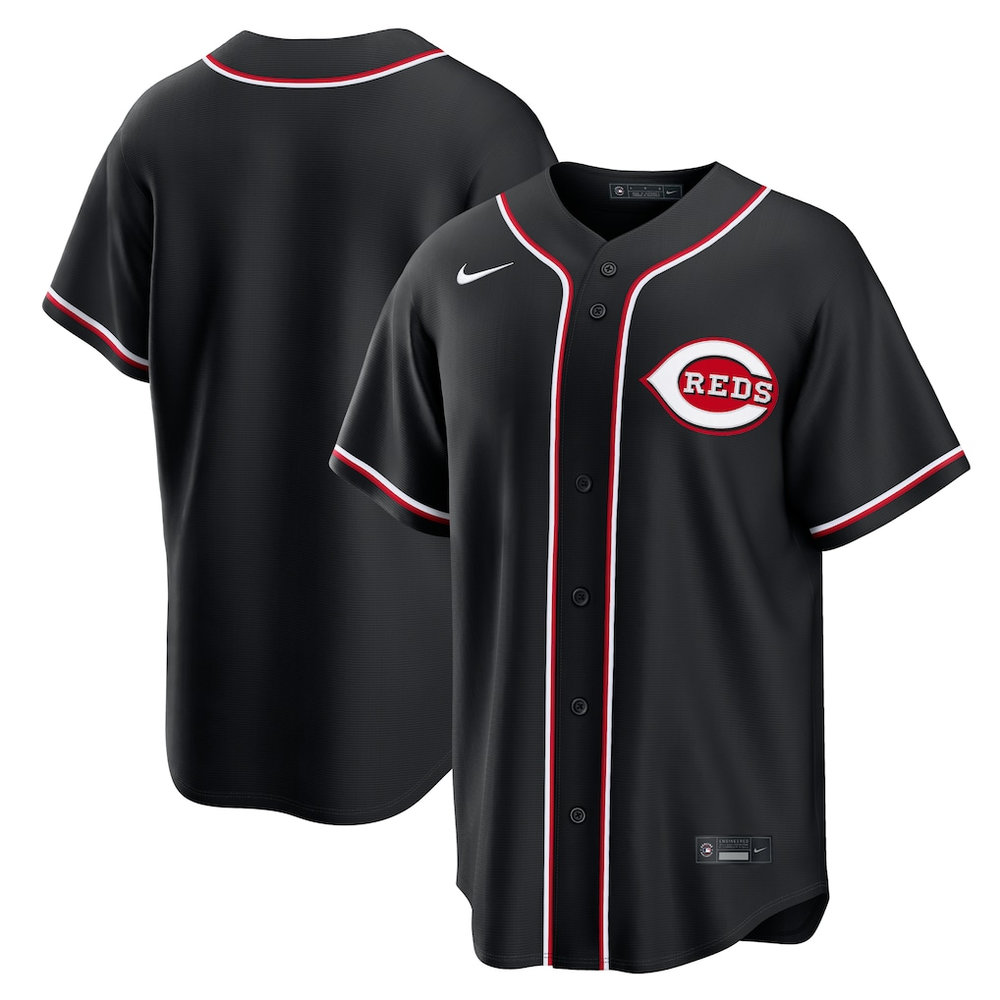 Men's Cincinnati Reds Fashion Replica Black Out Jersey Men's Cincinnati Reds Fashion Replica Black Out Jersey
