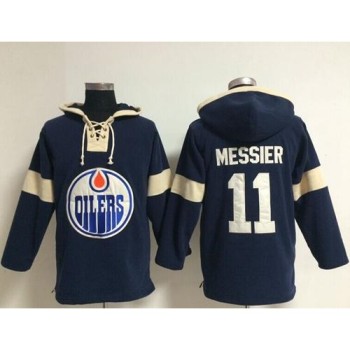 Edmonton Oilers #11 Mark Messier Dark Blue Pullover NHL Hoodie Edmonton Oilers #11 Mark Messier Dark Blue Pullover NHL Hoodie