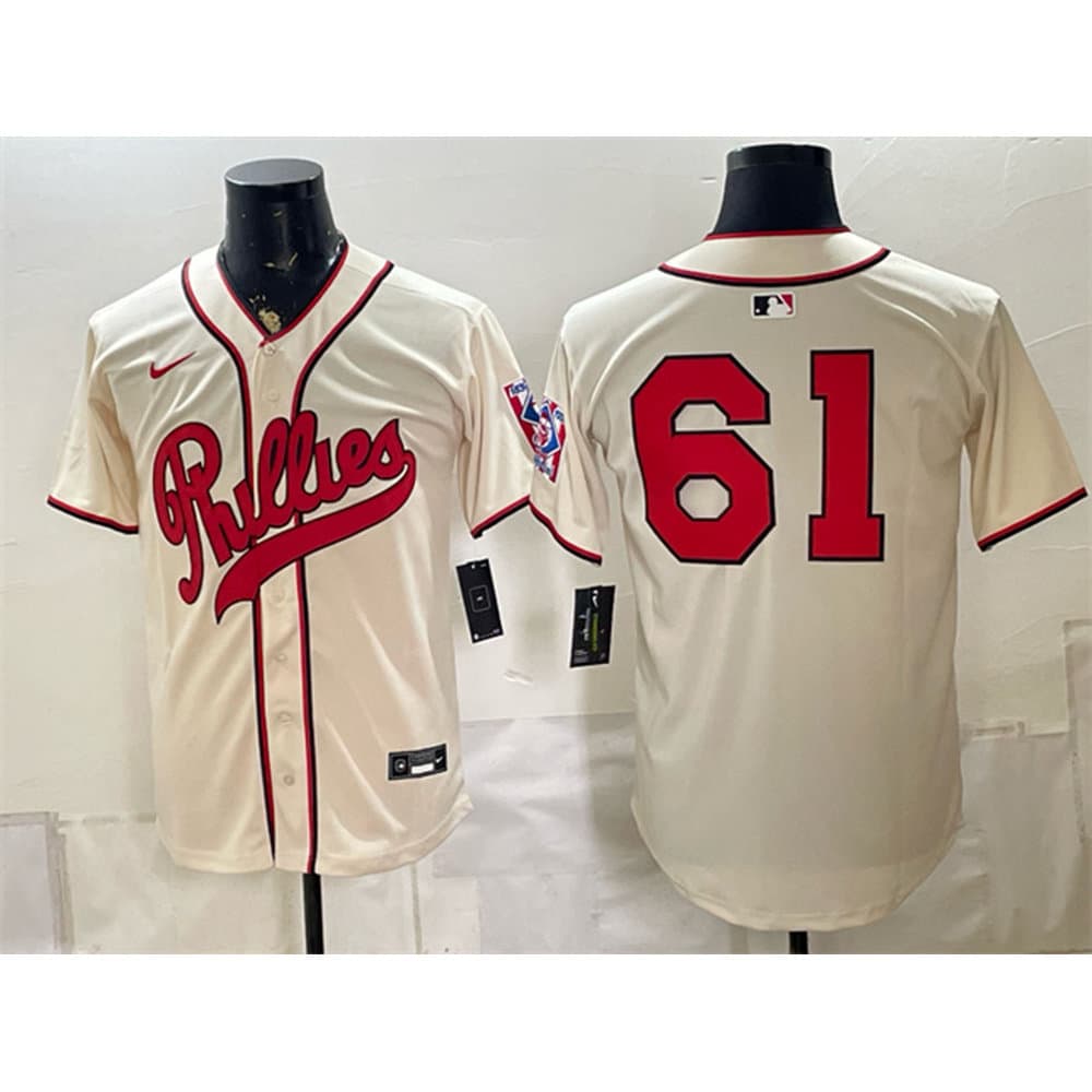 Youth Philadelphia Phillies #61 Cristopher Sanchez Cream 2026 Field of Dreams Stadium Stitched Baseball Jersey Youth Philadelphia Phillies #61 Cristopher Sanchez Cream 2026 Field of Dreams Stadium Stitched Baseball Jersey