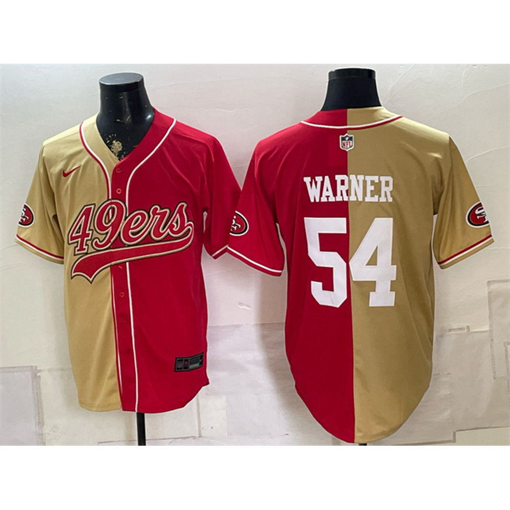 Men's San Francisco 49ers #54 Fred Warner Red Split Stitched Jersey