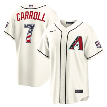 Men's Arizona Diamondbacks #7 Corbin Carroll Nike Cream USA 250 Fourth of July Home Stadium Jersey Men's Arizona Diamondbacks #7 Corbin Carroll Nike Cream USA 250 Fourth of July Home Stadium Jersey